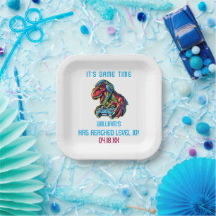 Video Game Dinosaur Gaming Birthday Party Paper Plates
