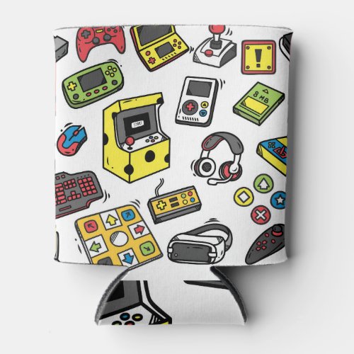 Video game doodle set can cooler