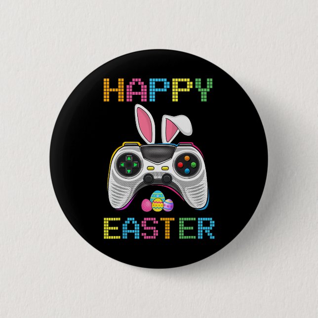 Video Game Easter Bunny Gaming Controller Gamer Bo Button (Front)