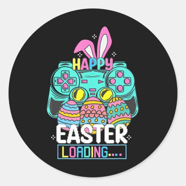 Video Game Easter Bunny Gaming Controller Gamer Bo Classic Round Sticker (Front)