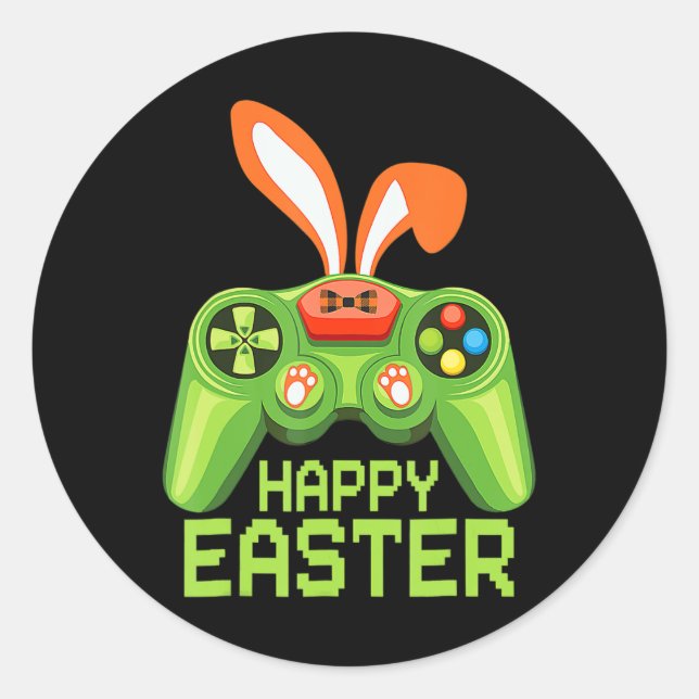Video Game Easter Bunny Gaming Controller Gamer Bo Classic Round Sticker (Front)