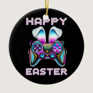 Video Game Easter Bunny Gaming Controller Gamer Ceramic Ornament