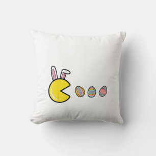 Video Game Eating Easter Eggs Retro Gamer Men Boys Throw Pillow