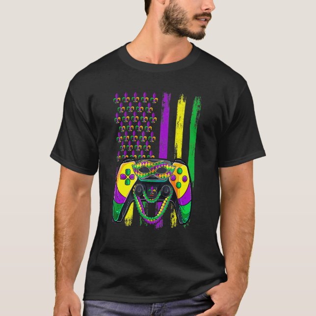 Video Game Flag Beads Kids Mardi Gras Shirts, Game T-Shirt (Front)