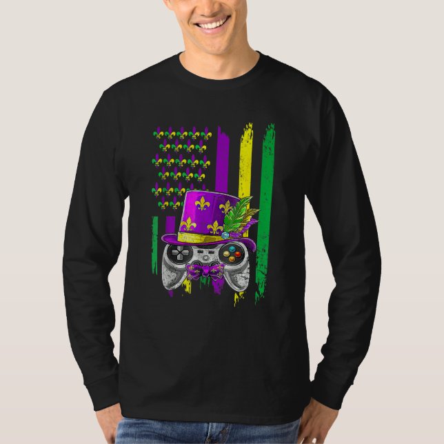 Video Game Flag Beads Kids Mardi Gras Shirts, Game T-Shirt (Front)