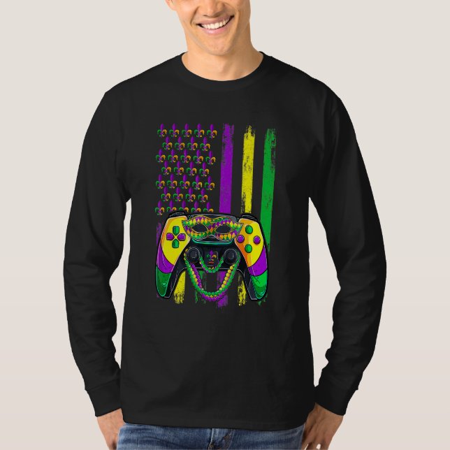 Video Game Flag Beads Kids Mardi Gras Shirts, Game T-Shirt (Front)
