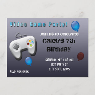 Video Game Gamer Birthday Party Invitation