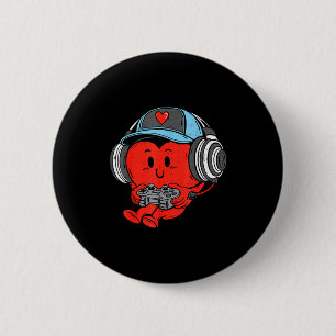 Video Game Gamer Heart Valentines Day Gaming Boys  Button