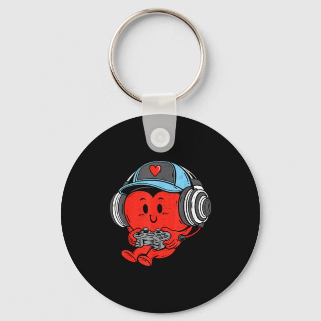 Video Game Gamer Heart Valentines Day Gaming Boys  Keychain (Front)