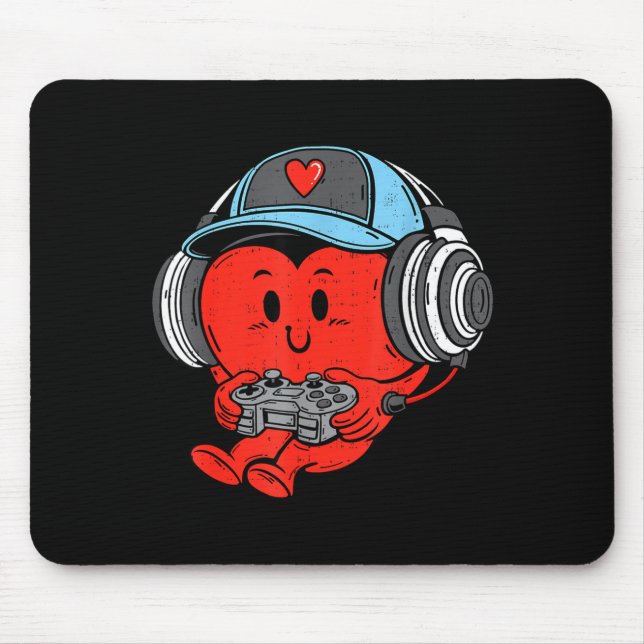 Video Game Gamer Heart Valentines Day Gaming Boys  Mouse Pad (Front)