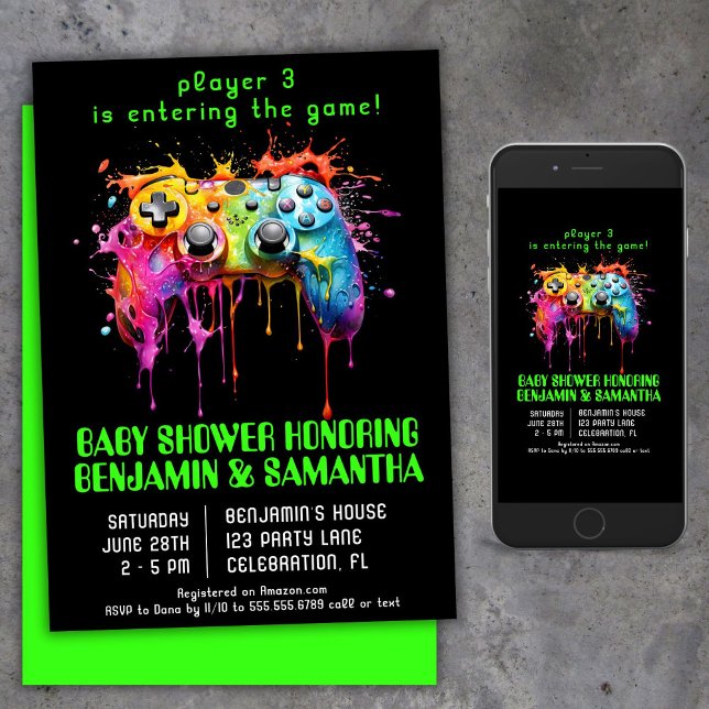 Video Game Gamer Neutral Baby Shower Invitation (Creator Uploaded)