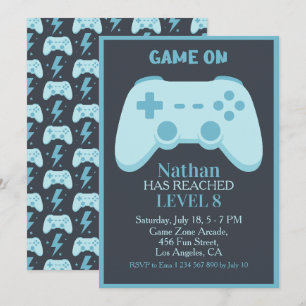 Video Game   Gamer Party 8th Boy Birthday  Invitation