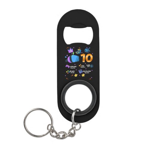 Video Game Gaming Gamers Colorful 10 Double Digits Keychain Bottle Opener