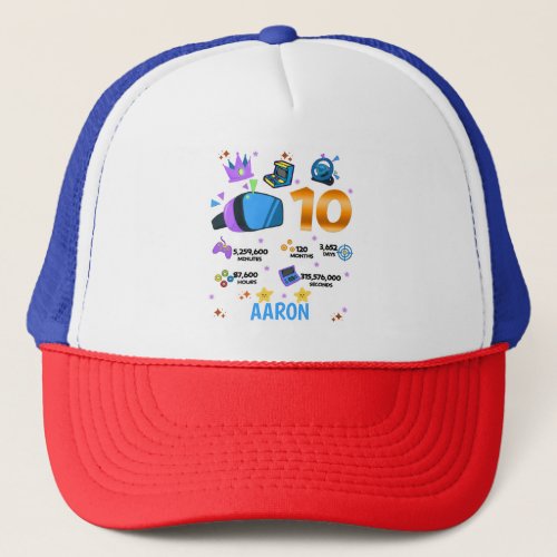 Video Game Gaming Gamers Colorful 10 Double Digits Trucker Hat