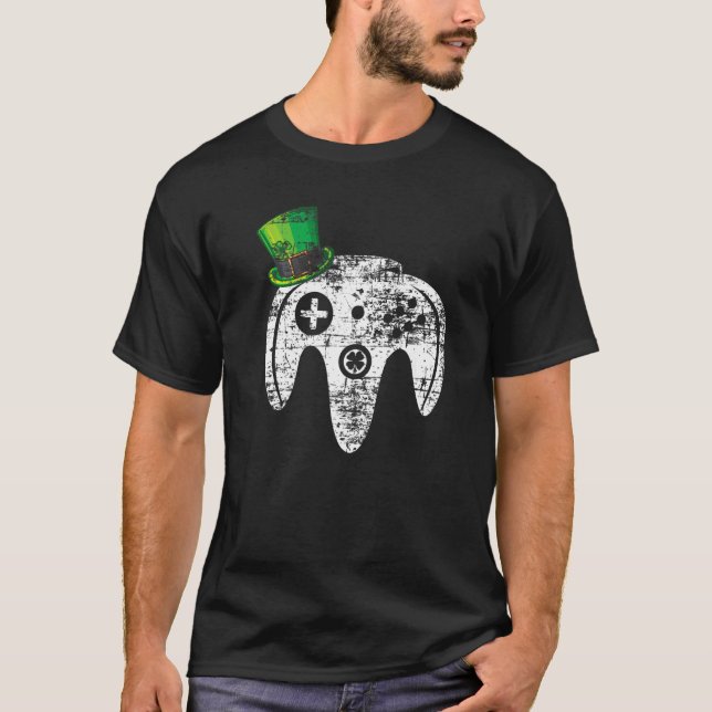 Video Game Gaming St Patricks Day Gamer Boys Lepre T-Shirt (Front)