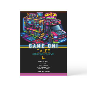 Video Game Gaming Truck Bus Gamer Birthday Party Invitation