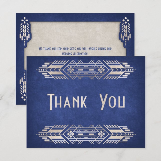 Video Game Geek Blue Wedding Thank You Card (Front/Back)