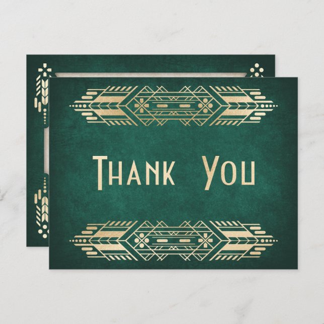 Video Game Geek Green Wedding Thank You Card (Front/Back)