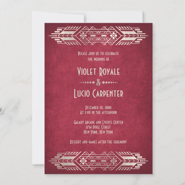 Video Game Geek Red Wedding Invitation (Front)