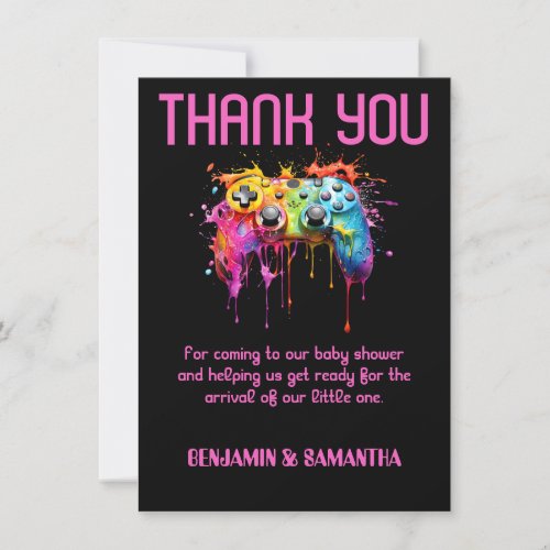 Video Game Girl Baby Shower Thank You Card