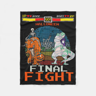 Video Game Halloween T-rex Skeleton Mummy - Final Fleece Blanket