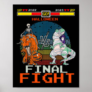Video Game Halloween T-rex Skeleton Mummy - Final Poster
