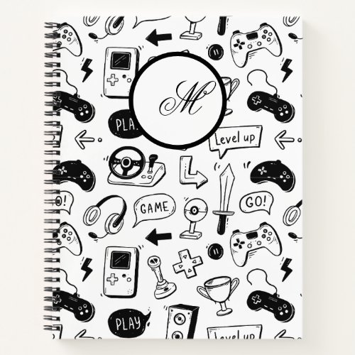 Video game hand drawn doodle seamless pattern  notebook
