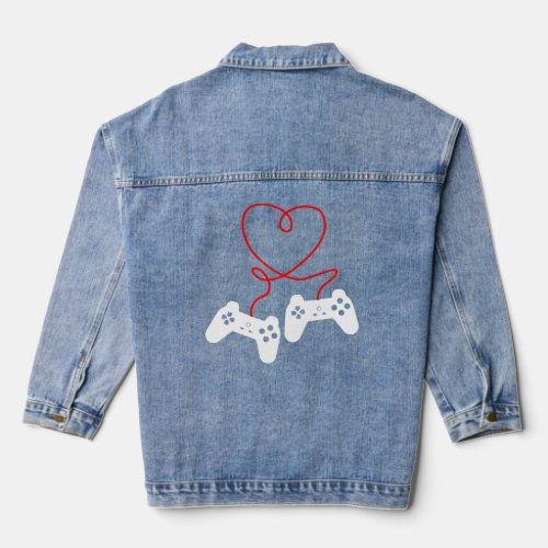 Video Game Heart Controllers  Denim Jacket