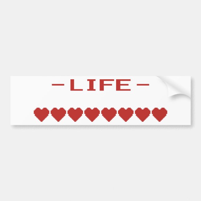 Video Game Heart Life Meter Bumper Sticker (Front)
