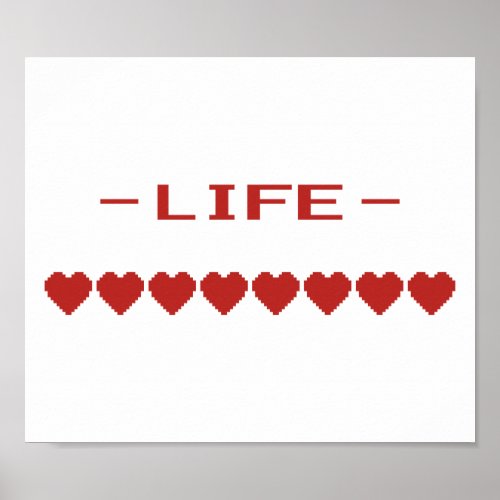 Video Game Heart Life Meter Poster