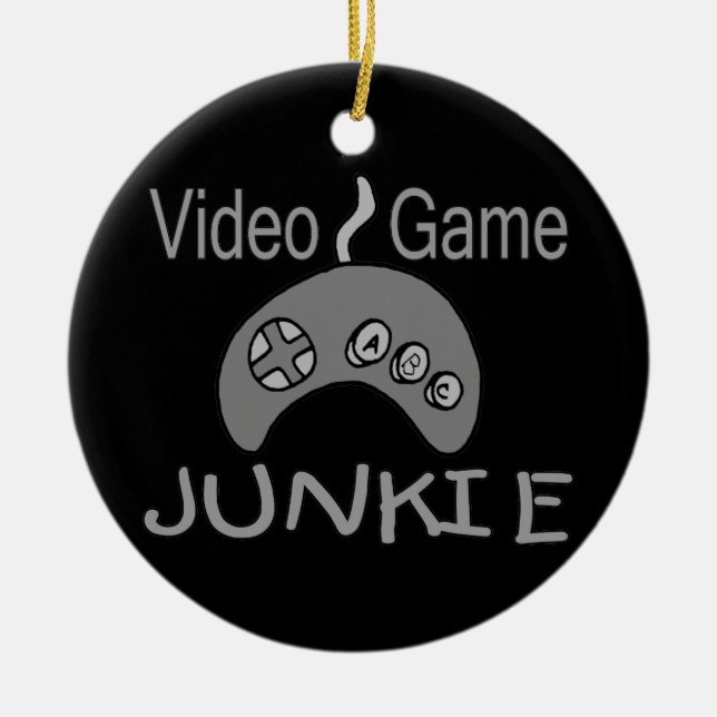 Video Game Junkie Ceramic Ornament (Front)