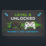 Video Game Kids Birthday Party Banner<br><div class="desc">Bring serious video game vibes to your celebration with this awesome retro gaming party banner! Featuring a bold game controller design and bright gaming graphics, it's perfect for kids, boys, and teens who love gaming. Whether you're celebrating a big birthday milestone or just throwing an epic gamer party, this banner...</div>