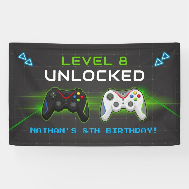 Video Game Kids Birthday Party Banner (Horizontal)