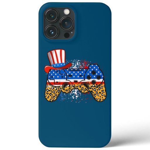 Video Game Leopard 4th Of July American Flag Boys iPhone 13 Pro Max Case