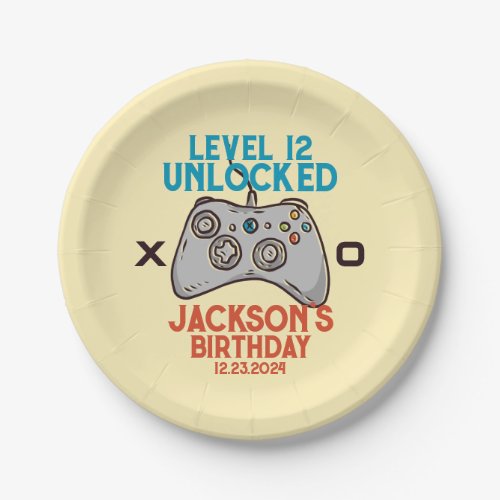 Video Game Level Unlocked Gamer Boy Birthday Party Paper Plates