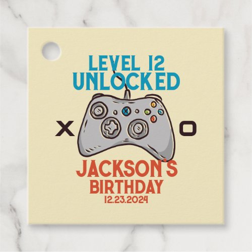 Video Game Level Unlocked Gamer Boy Mens Birthday Favor Tags