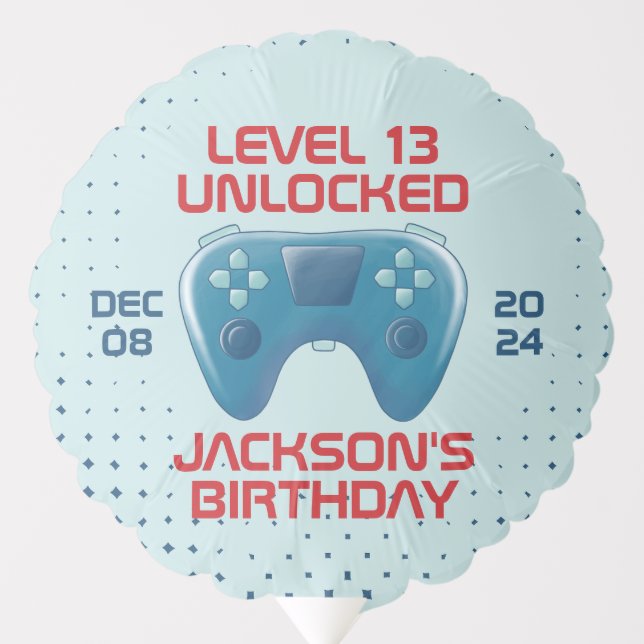 Video Game Level Unlocked Teen Boy Birthday Party Balloon (Front)