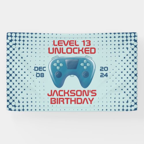Video Game Level Unlocked Teen Boy Birthday Party Banner