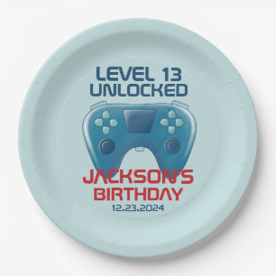 Video Game Level Unlocked Teen Boy Birthday Party Paper Plates