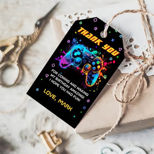 Video Game Level Up Arcade Birthday Thank You Gift Tags