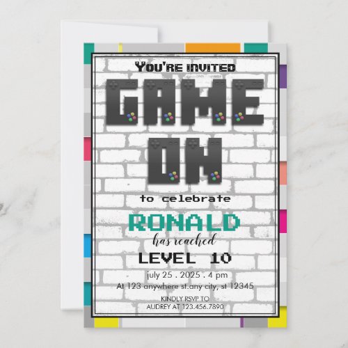 Video Game Level up Birthday  Invitation