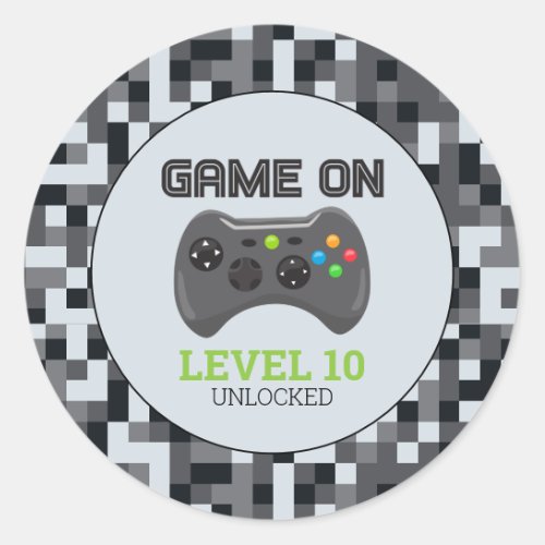 Video Game Level Up Controller Birthday Party Classic Round Sticker