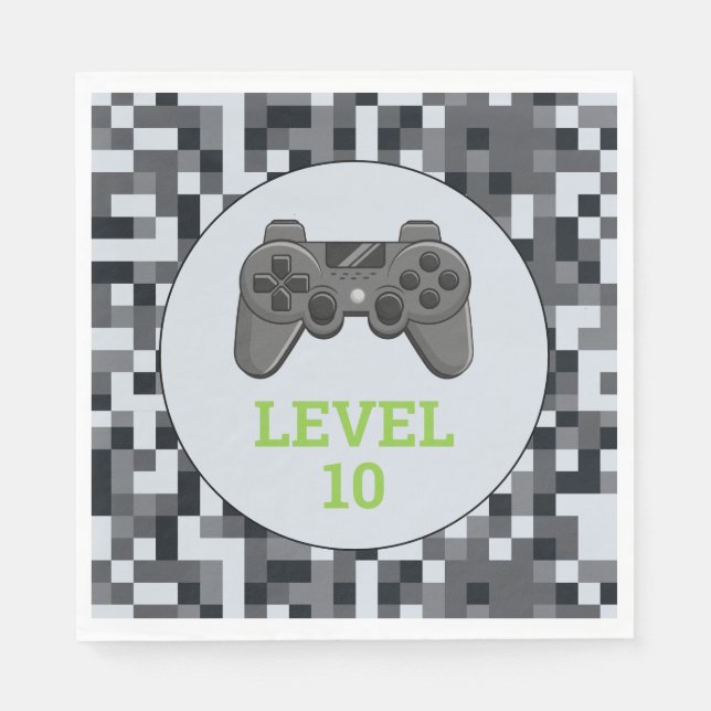Video Game Level Up Controller Birthday Party Napkins (Front)
