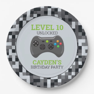Video Game Level Up Controller Birthday Party Pap Paper Plates