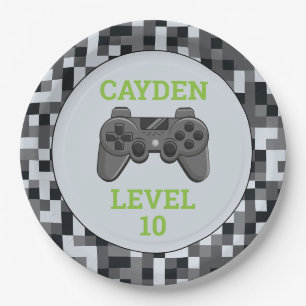 Video Game Level Up Controller Birthday Party Pap Paper Plates