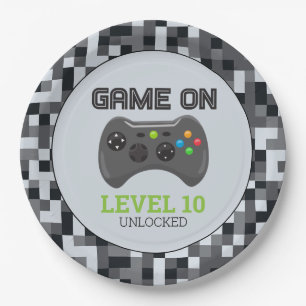 Video Game Level Up Controller Birthday Party Pap Paper Plates