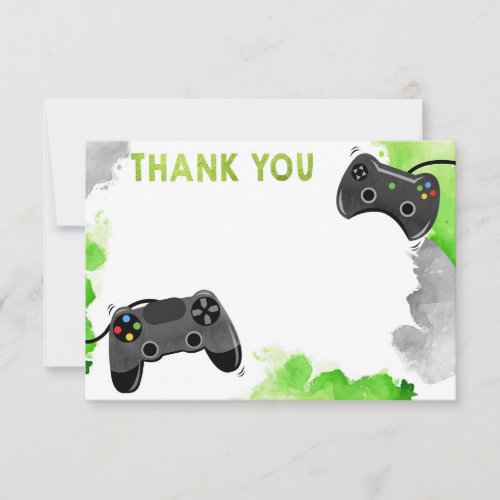 Video Game Level Up Game on Gamer Thank You Cards
