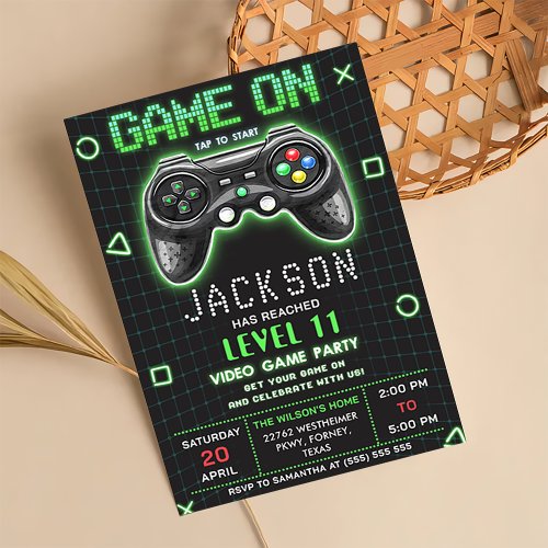 Video Game Level up Gamer Birthday Invitation 