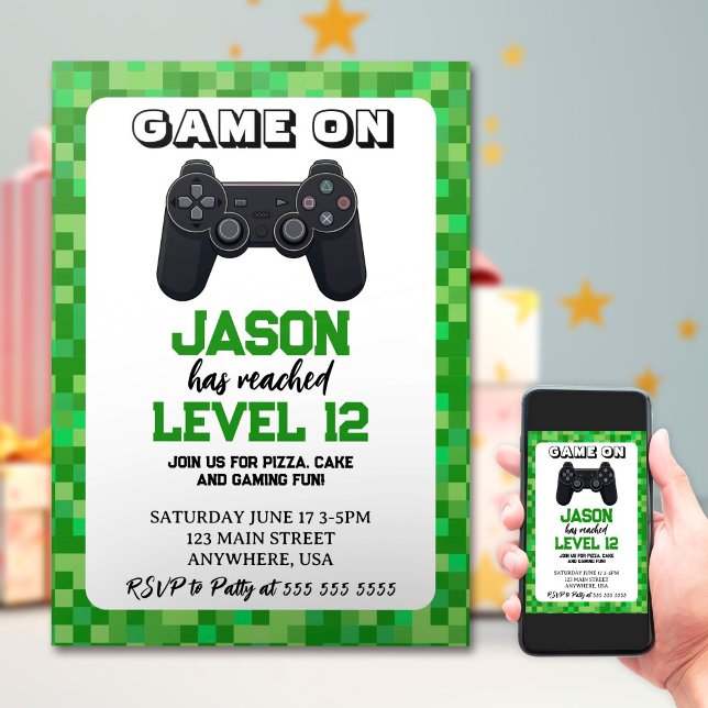 Video Game Level up Gamer Birthday Invitation (Creator Uploaded)