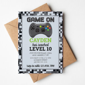 Video Game Level up Gamer Birthday Invite